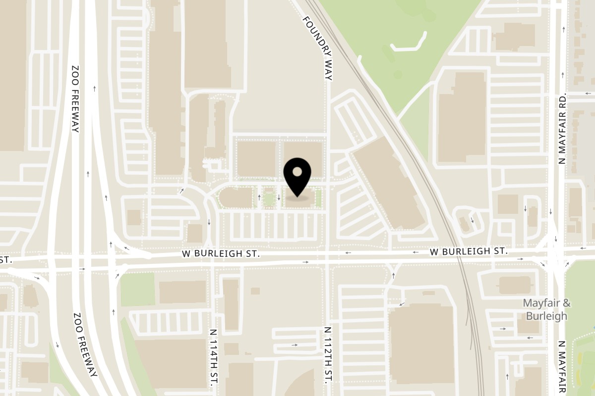 Map showing the location of Bangkok Kaizen on 11200 W Burleigh St suite 120 in Wauwatosa